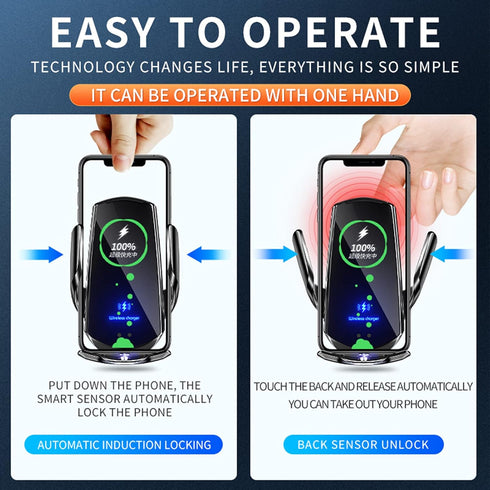 Wireless Car Charger Automotive Electric Induction 15W Wireless Charger Car Vent Mount Bracket Fast Charging Auto-Clamping Car Phone Holder Mount ...