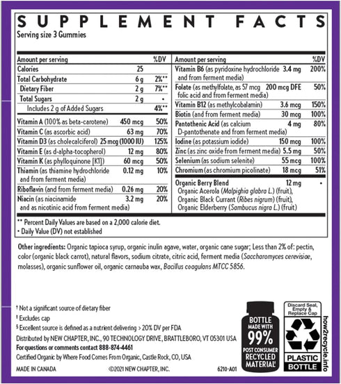 New Chapter Men’s Multivitamin Gummies, 66% Less Sugar, Men’s Gummy Vitamins with Vitamin C, D3 & Zinc, Non-GMO, Gluten Free, Berry-Citrus, 75ct...
