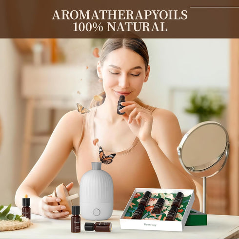 Flower Say Essentials Oil Set (Top 5) - 100% Pure Natural Essentials Oil Gift Set for Diffuser/Humidifier/Skin Care - Lavender/Peppermint/Eucalypt...