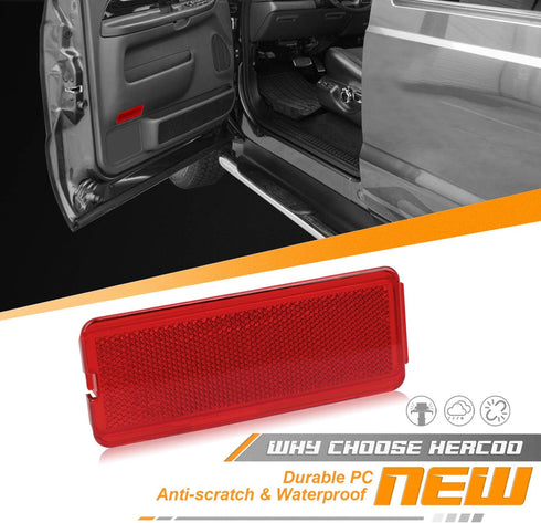 HERCOO Premium Interior Door Reflectors Red Front & Rear Reflector Light Cover Compatible with Ford Excursion 2000-2005, F250 F350 F450 F550 Super...