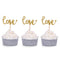 Set of 24 Golden LOVE Cupcake Toppers Wedding Party Decors Muffin Picks Party Dessert Bar Decorations - Pack of 24...