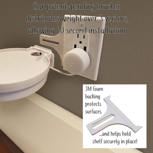The Easy Outlet Shelf by Mount Genie - Works With All Outlets - 60 Second Install - Hidden Cord Cable Storage - Perfect Google Home Mount, Nest Wi...