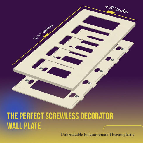 ENERLITES Screwless Decorator Wall Plate Child Safe Outlet Cover, Size 5-Gang 4.68" H x 10.14" L, Unbreakable Polycarbonate Thermoplastic, SI8835-...