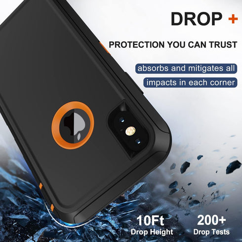for iPhone X Case, iPhone Xs Case with Belt Clip Holster, 2X Screen Protector, Military Grade Shockproof Heavy Duty Full Body Drop-Proof Rugged Pr...