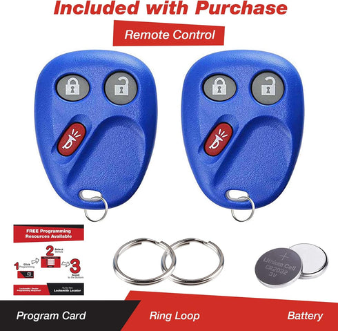 2 KeylessOption Replacement 3 Button Keyless Entry Remote Control Key Fob -Blue...