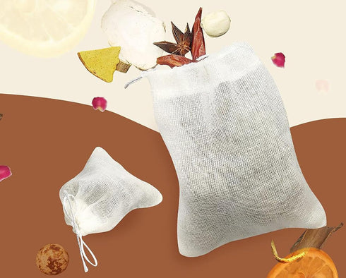 20 Pcs Muslin Drawstring Bags - Natural Unbleached Cotton Straining Herbs Cheesecloth Bags for Coffee Tea Brew, Soup Gravy Broth Stew, Bone Broth ...