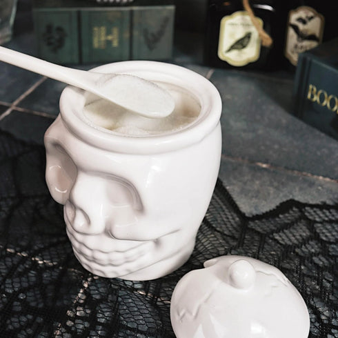 BELL BOOK AND CANDLE Sugar Skull Sugar Bowl With Bone Spoon - 12 Oz - Spooky Valentines Day Gifts, Goth Valentines Day Decor -Witchy Gifts, Goth G...