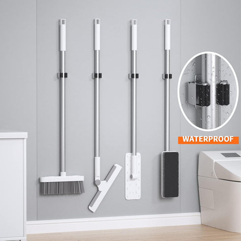 6 Pack Broom Holder Wall Mount Stainless Steel Mop Hanger Organization Heavy Duty Garage Storage System Garden Laundry Kitchen Tool Organizer Gene...