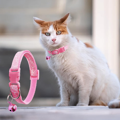 Jecikelon 6 PCS Puppy Collars Adjustable Pup Collar for Small Pet Dog Polyester Cat Collar with Bell Basic Collar for Small Dogs (Small, Crack)...