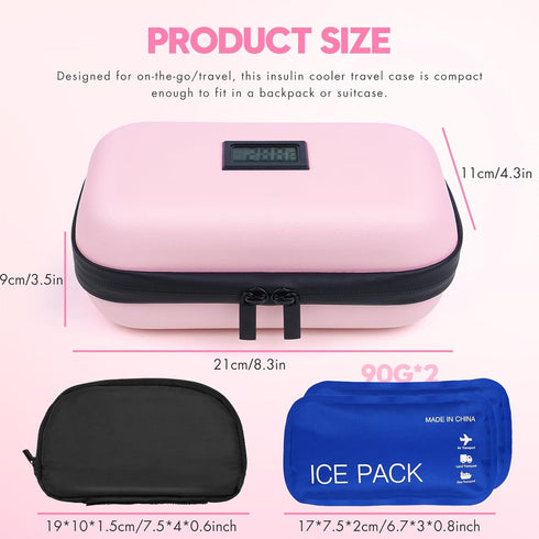Insulin Cooler Travel Case TSA Approved Medication Travel Case,Diabetes Travel Companion,with Digital Temperature Display (?),Diabetic Supplies St...