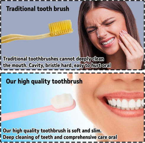 4PCS Toothbursh, Nordic-Inspired Premium Nano Toothbrush, Ultra-fine Soft Toothbrush with Soft Bristles for Sensitive Gums and Teeth (Pink, Green,...