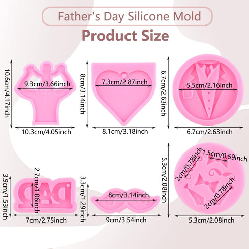 Father's Day Molds Dad Molds Candy Chocolate Silicone Molds Heart Bow Tie Molds Beard Fondant Molds For Cake Topper Decoration Chocolate Polymer C...