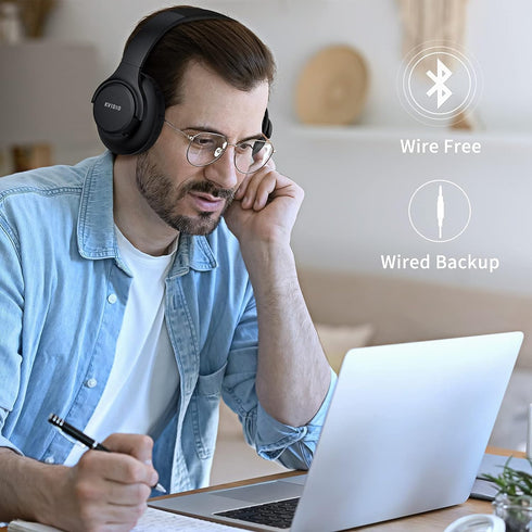 KVIDIO [Updated Bluetooth Headphones Over Ear, 65 Hours Playtime Wireless Headphones with Microphone,Foldable Lightweight Headset with Deep Bass,H...
