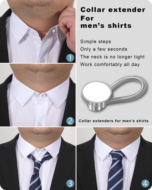 Pants Button Extender Shirt Collar Extenders: 8 Pcs Jeans Waist Silicone Button for Mens and Women - 6 Neck Extenders Dress Shirts...
