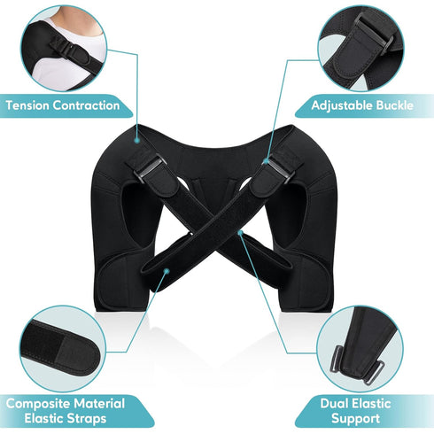 Double Shoulder Brace for Women & Men Shoulder Pain Relief Double Shoulder Support Adjustable Shoulder Brace for Rotator Cuff Frozen Shoulder,AC J...