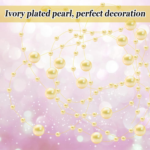 Tondiamo 24 Pcs Artificial Pearl String for Floating Candle Faux Pearls Beads String Party Garland Decoration for Vases Filler Wedding Centerpiece...