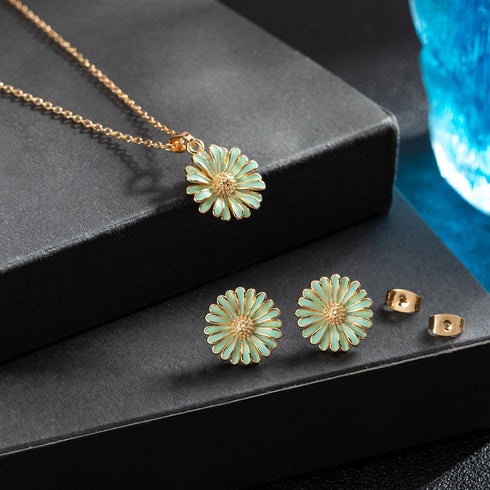 EVEVIC Daisy Flower Necklace Earrings Set for Women 18K Gold Plated Hypoallergenic Jewelry Sets...