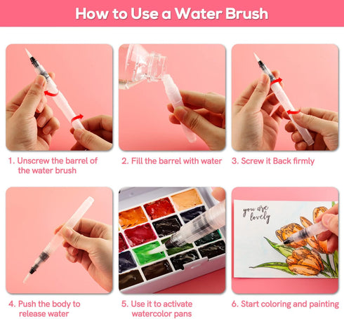 8 Pcs Alcohol Ink Blending Tool Set Including 6 Pcs Water Color Brush Pen 2Pcs Ink Air Blower for DIY Paint Tools Water Color Brush Pen Card Makin...