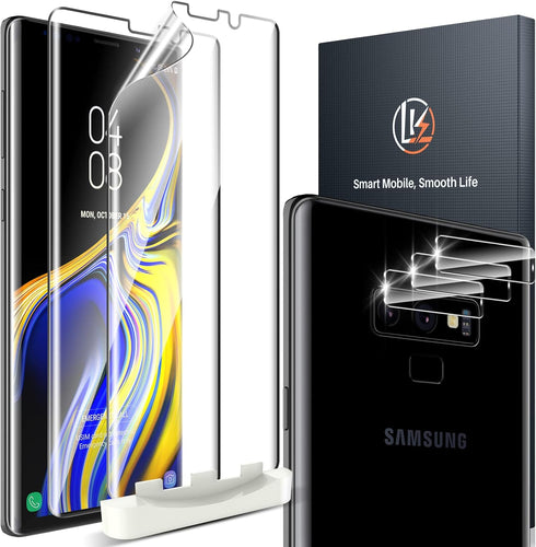LK 2 Pack for Samsung Galaxy Note 9 Screen Protector + 3 Pack Camera Lens Protector, in-Display Fingerprint Support, HD Ultra-Thin, Flexible TPU F...