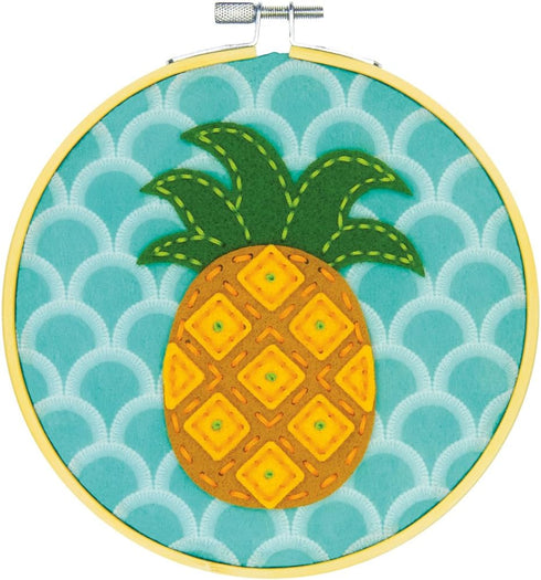 Dimensions Needle Craft Pineapple Wool Felt Applique Embroidery Craft Kit, 6''...