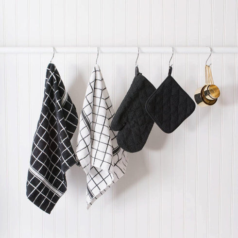 DII Basic Terry Collection Windowpane Dishcloth Set, 12x12, Black, 6 Piece...