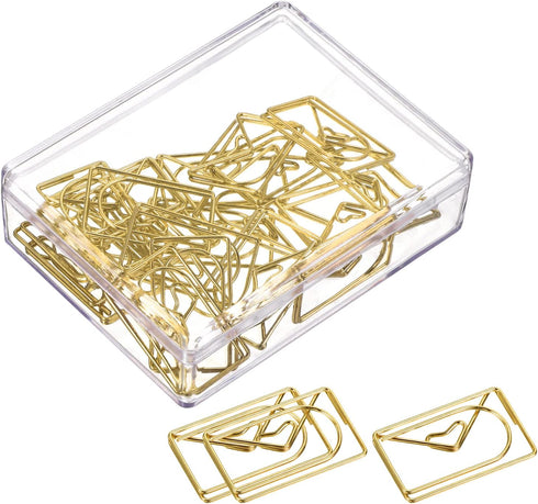 YOKIVE 20 Pcs Paper Clips, Envelope Shape | Keep Desk Neat, Great for Art, Home, Daily Use (Gold)...