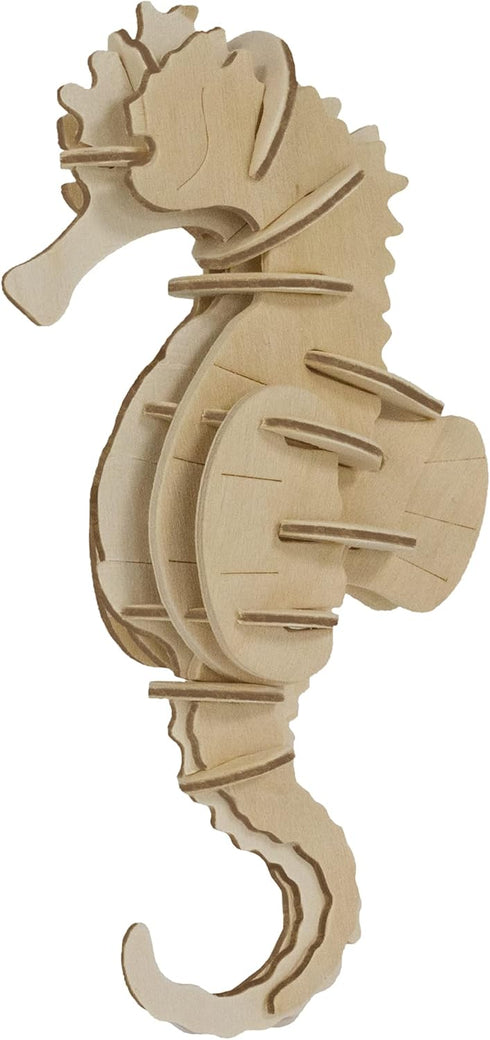 Eco 3D Wooden Puzzle Seahorse from Deluxebase. Animal Themed DIY 3D Puzzle Craft Kit. Sustainable Wood Ocean Animal Toys. Perfect Model Building K...
