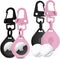 AirTag Holder 2 Pack, Keychain Protective Case for Air Tag Dog Collar Luggage Handbag, Silicone Compatible Apple Accessories (Black & Pink)...