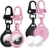 AirTag Holder 2 Pack, Keychain Protective Case for Air Tag Dog Collar Luggage Handbag, Silicone Compatible Apple Accessories (Black & Pink)...