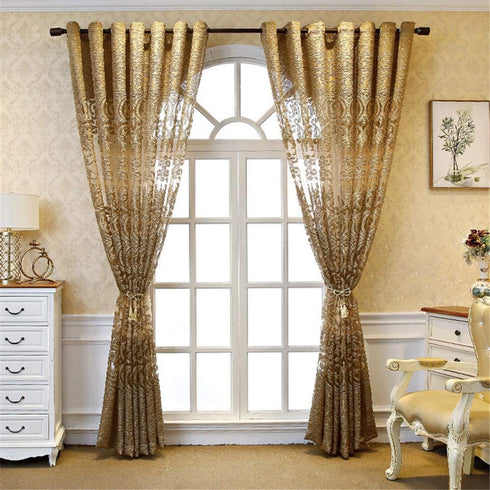 1 Panel Luxury European Sheer Curtain Grommet Top Floral Embroidery Sheer Curtain for Living Room Hollow Semi-Shading Voile Curtain Simple Modern ...