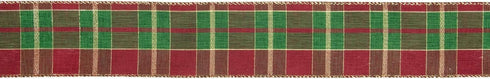 Northlight Plaid Christmas Wired Craft Ribbon, Red Green and Gold...