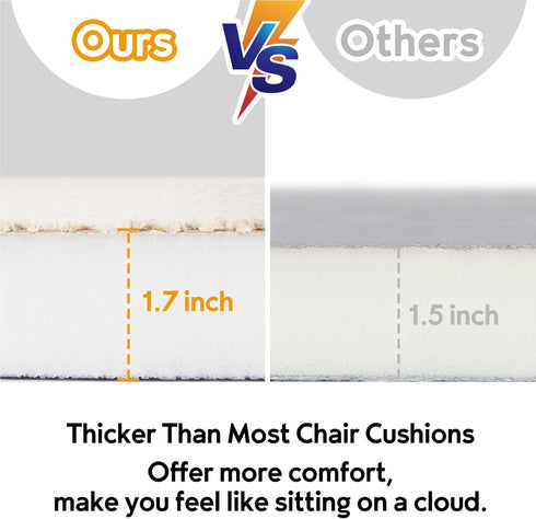 Silver Grey Kitchen Chairs Cushions Non Slip Foam Office Seat Cushions Washable Soft Thick Pads Large Wooden Metal Tapered Dining Chair Cushions,1...