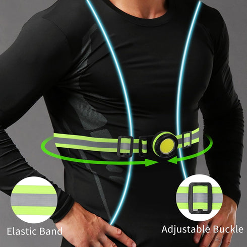 LED Reflective Vest With Front Light,Multi-Color High Visibility Reflective Running Vest, for Running or Cycling USB Charging Running Gear, Adjust...