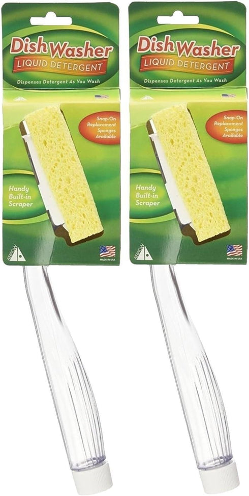 Arrow Home Products Dish Sponges With Soap Dispenser Handle, 2 Pack - Fillable Dish Wand for Quick, Convenient Cleaning - Made in the USA - Easy t...