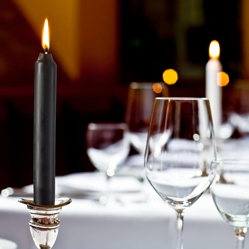 Straight Black Candlesticks - Pack of 8 6" Coated Black Candles - 5 Hour Long Burning Unscented Candles for Halloween, Chime, Wedding, and Home De...