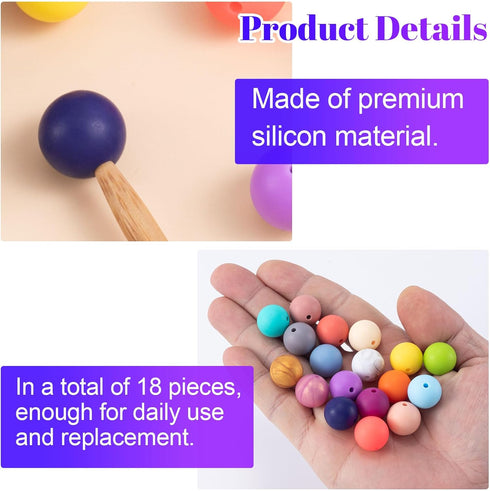 Mxxipp 18pcs Beads Knitting Needle Stoppers 15mm Macaron Round Silicone Knitting Needles Point Protectors Needle Tip Cover Knitting Tool Needle En...