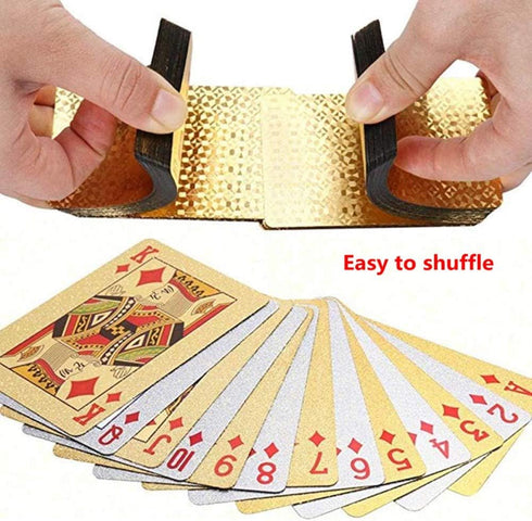 2 Pack Diamond Playing Cards Waterproof Gold Silver Foil Playing Cards Plastic Poker Cards High Flexible (Silver+Gold Diamond)...