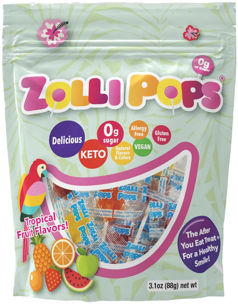 Zollipops The Clean Teeth Pops - Anti-Cavity Lollipops with Delicious Tropical Flavors, 3.1 Ounce for a Dental-Friendly and Tasty Experience...