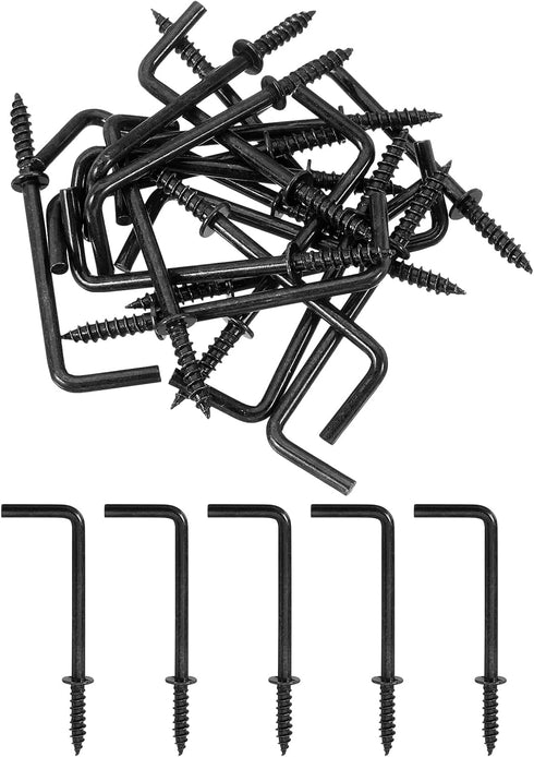 uxcell Right Angle Hooks, 40Pcs 2" L Shaped Screw Hooks Screw in Hooks, 7 Shape Right Angle Metal Screw Hooks for Hanging, Black...