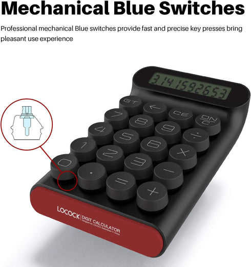 Mechanical Switch Calculator,Handheld for Daily and Basic Office,10 Digit Large LCD Display (Black)...