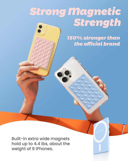 amBand Magnetic Suction Phone Grippy for MagSafe Case, Silicone Cup Sticky Mount Holder for iPhone 12/13/14/15 Pro Max/Pro/Plus/Mini, Hands-Free S...