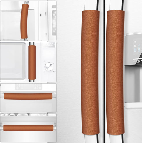 Refrigerator Door Handle Covers, 6PCS, Leather Kitchen Appliance Handle Covers, Keep Your Fridge Microwave Oven Stove or Dishwasher Clean, Stains ...