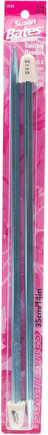 Susan Bates 11114-13 14-Inch Silvalume Single Point Knitting Needle, 9mm, Blue......