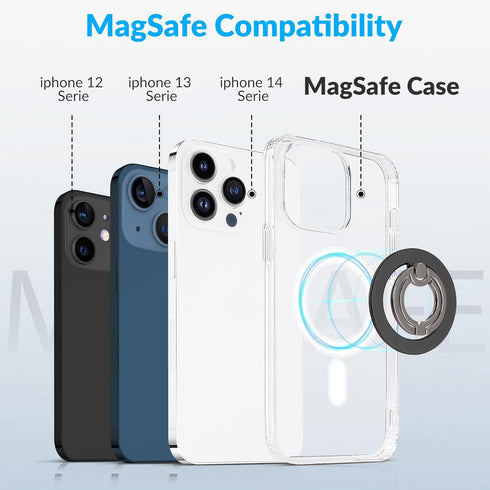 metisinno Magnetic Phone Ring Holder for iPhone 14/13/12 MagSafe Accessory Magnetic Phone Grip and Finger Ring, Remove for Wireless Charging Compa...