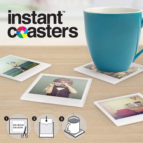 Mustard Glass Coasters Set Personalize Your Drinks Mat - Instant Photo...