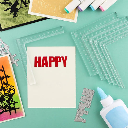 9 Pcs/Set Creative Positioning Pieces Card Corners Helpers with Bone Folder Tool Stamping Corners Paper Craft Supplies Scrapbooking Tools for Pape...