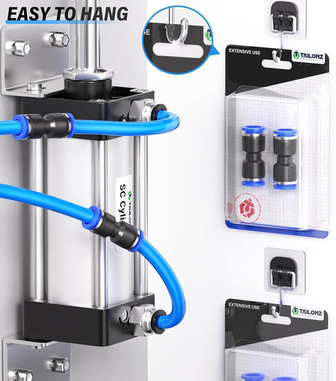 TAILONZ PNEUMATIC Blue Straight 2 Ways - 10MM Tube OD Push to Connect Tube Quick Fittings Push Lock PU-10 (Pack of 10)...