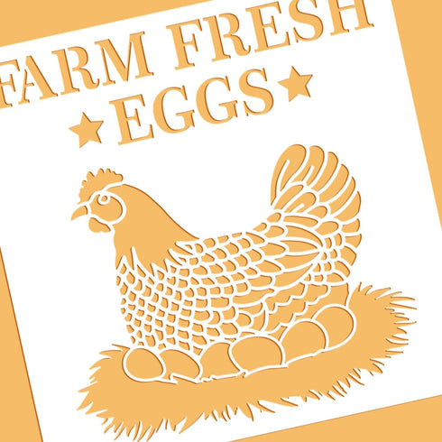 BENECREAT 12x12inch Hen Pattern Plastic Painting Stencils, Farm Fresh Eggs Large Reusable Stencil Template for Painting on Scrapbook Fabric Tiles ...