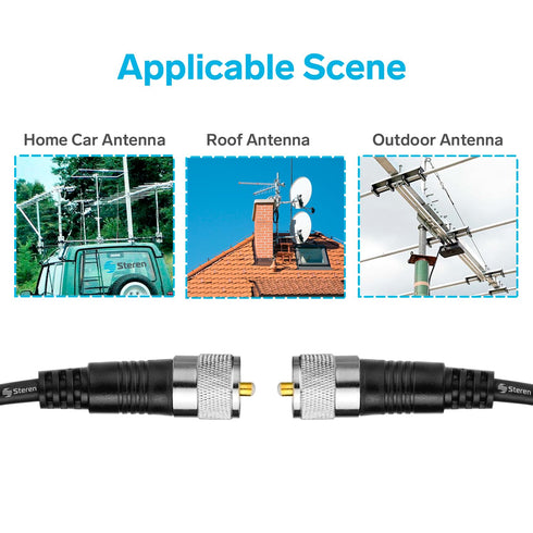 STEREN Coax Cable - Coaxial Connector - 3 ft Antenna - RG8X Coaxial - UHF Antenna Cable - Male to Male - RG8X Coax - 0.9 M 205-703...