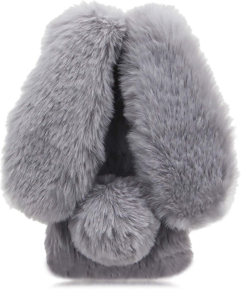 Rabbit Case for LG Stylo 6, LCHDA Cute 3D Bunny Ears Soft Furry Hairball Fuzzy Warm Winter Faux Fur Plush Fluffy Flexible TPU Bumper Women Girls P...